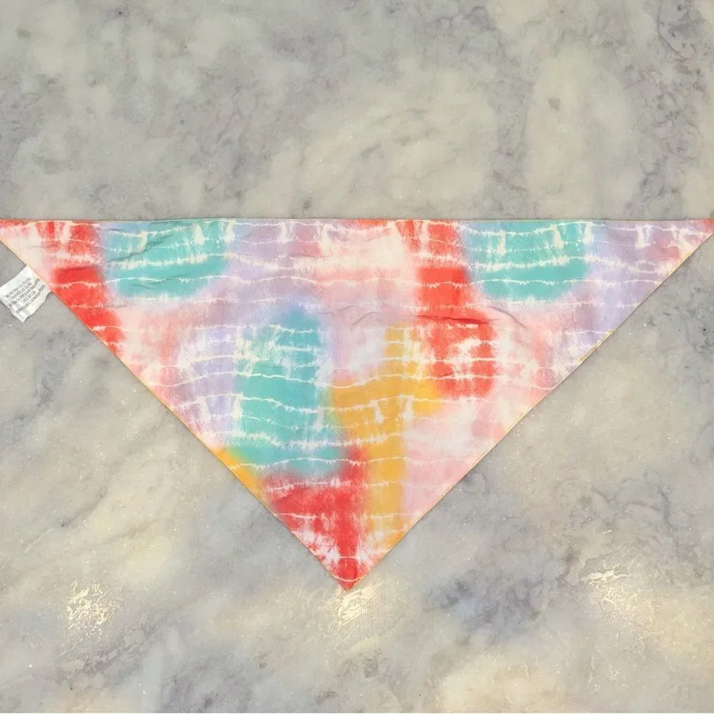 Sun Squad Reversible Pet Bandana HERE COMES THE FUN! Tie-Dye Printed. One Size